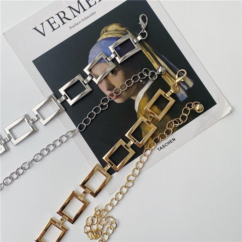 Chic Silver And Gold Rectangle Waist Chains For Women Fashionable Outfit Accessory