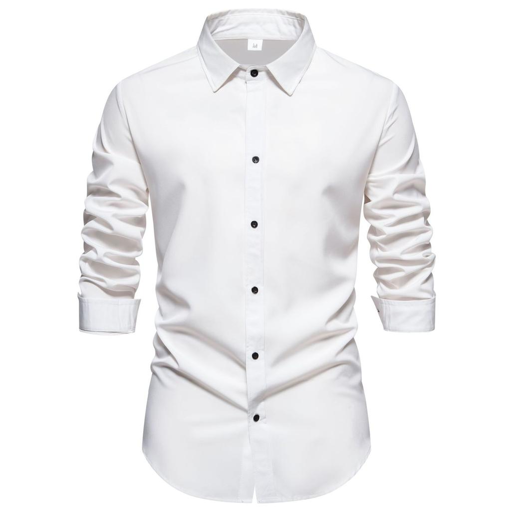 Men's  Button Casual Loose Solid Color Long Sleeve Shirt