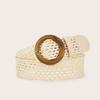 Cotton Woven Bohemian Linen Belt With Round Buckle For Women Dress Accessories
