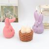Easter Bunny Silicone Mold DIY Bowknot Grinning Rabbit Basket EggShape Multi Purpose Candle Plaster Tool Managed Holiday Decor