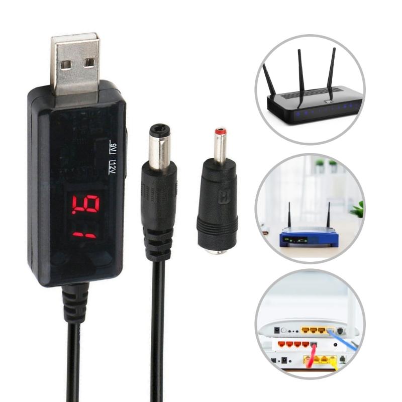 USB To 9V/12V Power Boost Cable With 5.5mm 3.5mm 5.5x2.1mm 3.5x1.35mm Connectors For Electronics