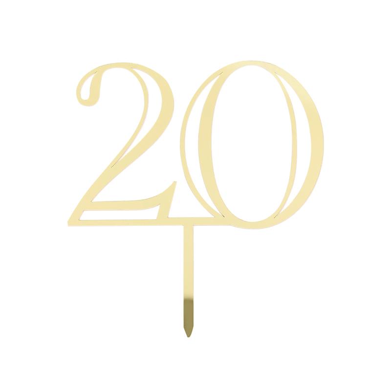 18 20 30 50th Acrylic Number Cake Topper For Adult Kid Happy Birthday Party Cake Decoration Wedding Anniversary Gold Cake Topper
