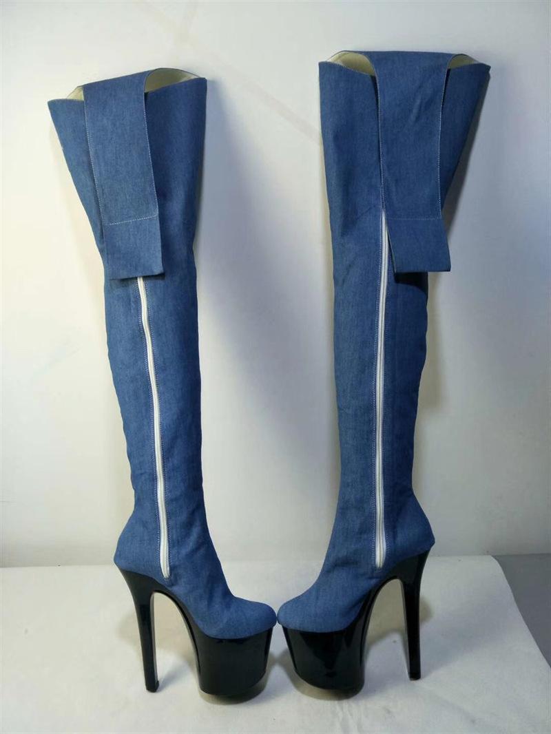 

2025 новые туфли на тонком каблуке с плоской подошвой и низким голенищем, супервысокий каблук, замшевые синие модные ботинки для свадебного приема, однотонные 46 синий