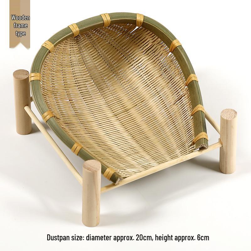 Handmade Bamboo Woven Basket Set - Round Winnowing Basket and Snack Plate for Hotel or Restaurant Use