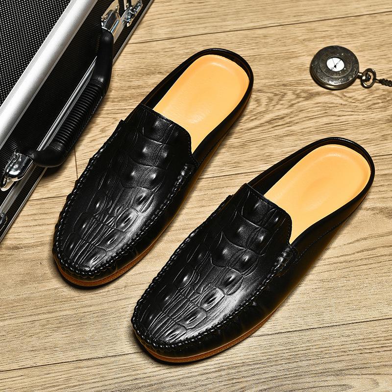 

2025 summer lazy casual single shoes mesh breathable half tray fashionable and simple men wear bag head drag with one foot 45 чёрный