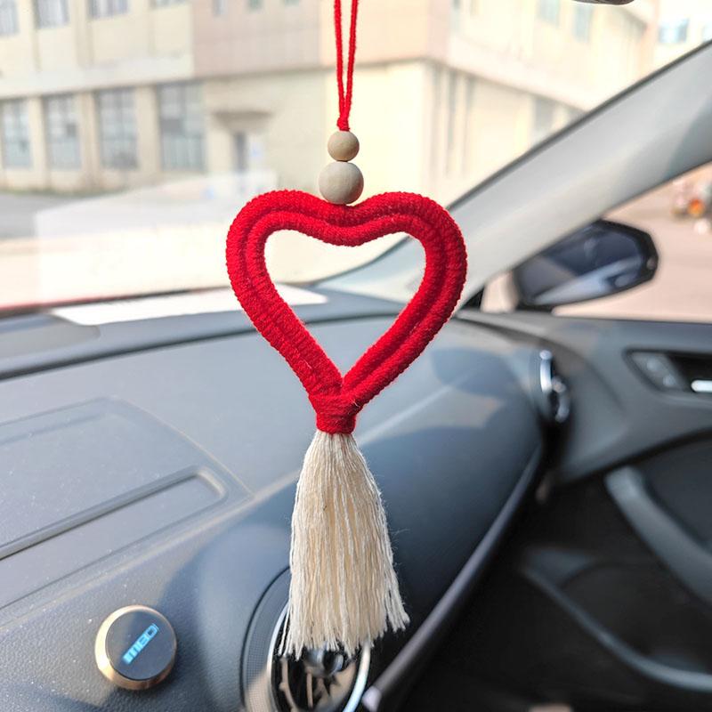 1Set Ornament Party Decoration Hanging DIY With Wood Beads Heart Jute Rope Tassel Craft Christmas Tree Heart Shape