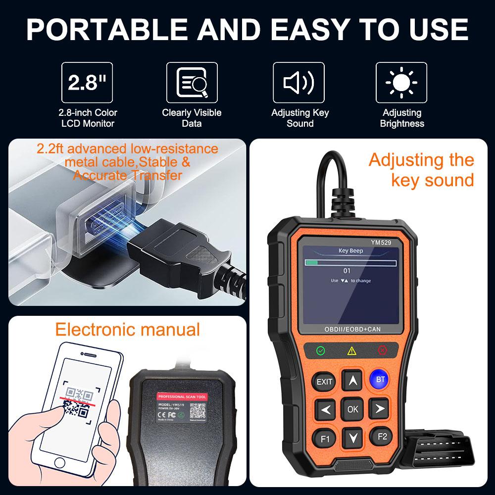 Lector de Códigos de Motor OBD2 Verificación y Evaluación de la Vida Útil de la Batería Herramienta de Diagnóstico de Automóvil Escáner de Diagnóstico Automotriz Pantalla Digital