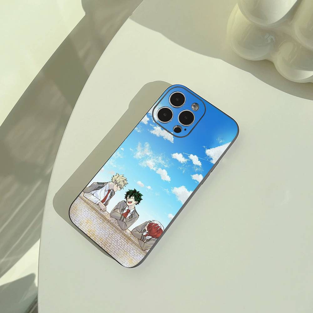 

M-H-A-My Hero Academia Phone Case For iPhone 17,16,15,14,13,12,11 Pro Max,16Plus,XS Soft Black Cover iPhone15plus