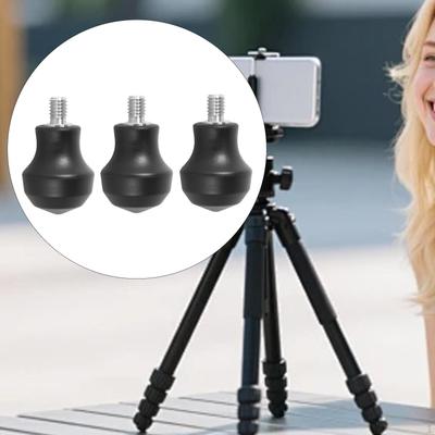 3 Pieces Tripod Foot Pad 3/8" Thread Compact Parts Spike Feet Monopod for Sports