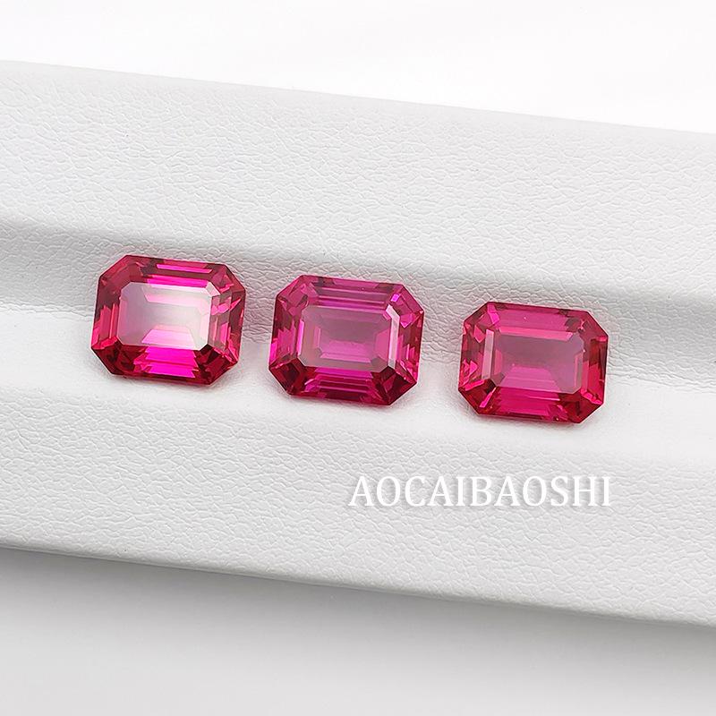 Aocai Bao Shi Lab-Grown Ruby Precision-Cut Loose Stone, AGL Certified Mainstone for Jewelry.