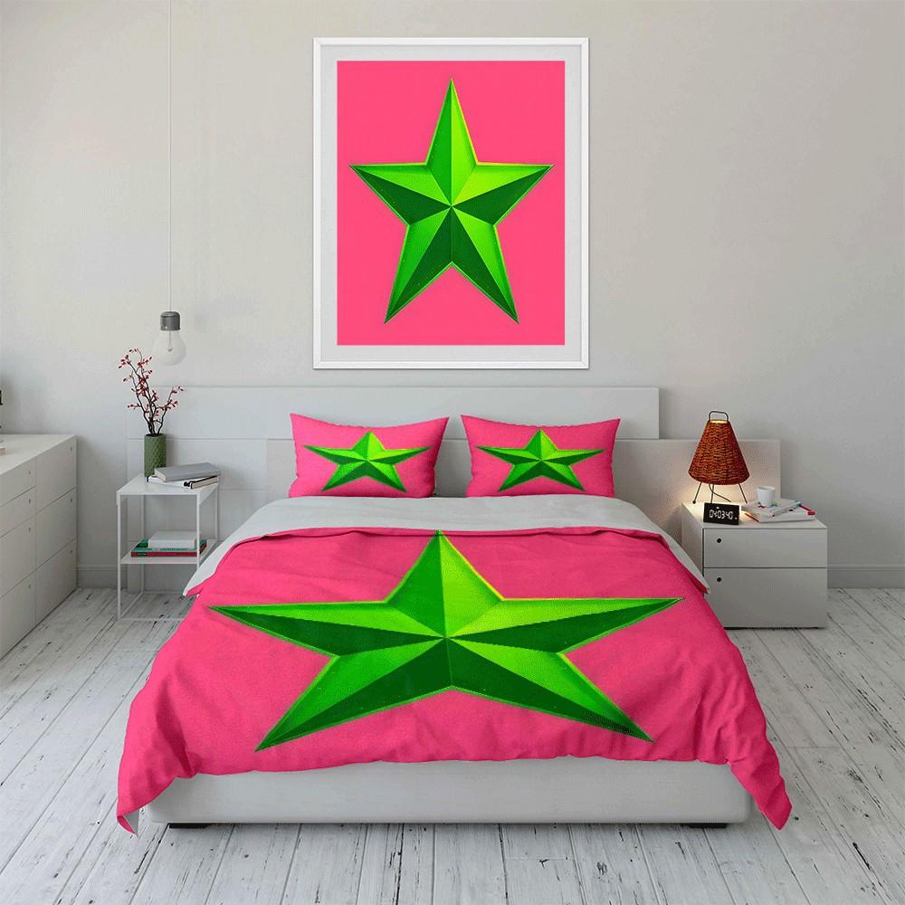 Green Star Wall Decor Set Exquisite Three-Piece Bedding Set Gift For Kids And Adults