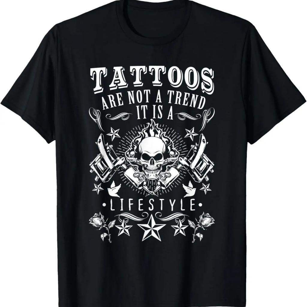 Tattoos Are Not a Trend It Is a Lifestyle - Ink Skull Rose T-Shirt