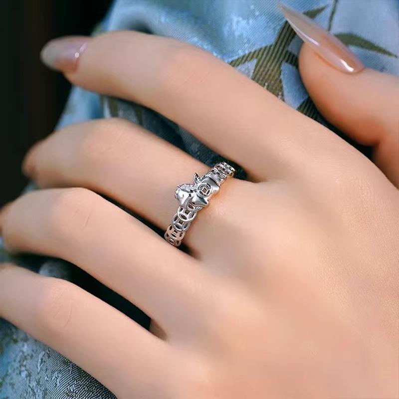 Year Of The Horse Ring Simple Coin Opening Adjustable Ring High-End Feel Zodiac Year Gift Accessories