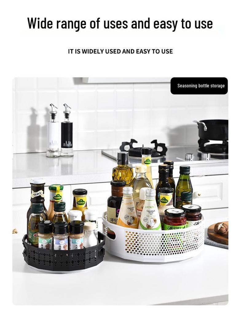 Rotating Spice Rack & Turntable Storage Basket for Kitchen & Bathroom