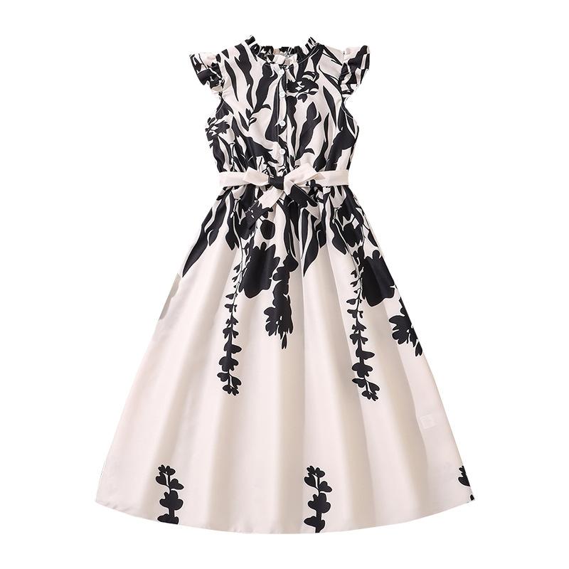 Girls Sweet Dress Summer Kids Fashion Fly-sleeve Printed Dress