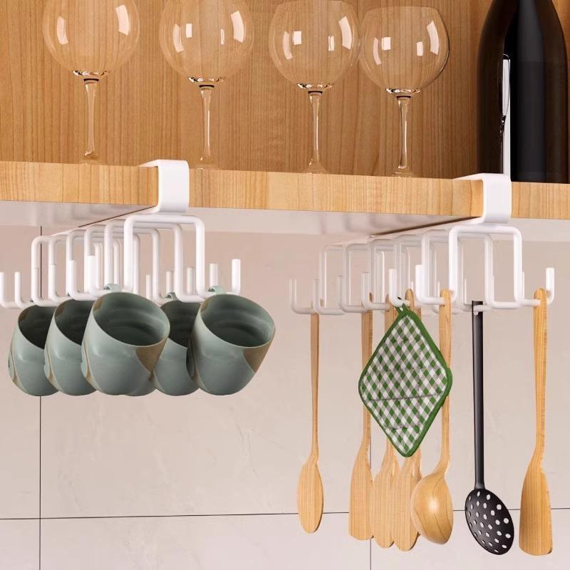 Heavy Duty Adhesive Storage Hook Rack 12 Hooks No Drilling Multiuse Organizer for Wardrobe Kitchen Cup Cabinet Bathroom