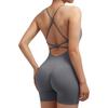 Women Strappy Romper Seamless Jumpsuit Tummy Control Padded Sports Bra