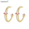 LUOTEEMI New Trendy Fashion Vintage Big Gold Plated Hoop Earrings Luxury Earring for Women