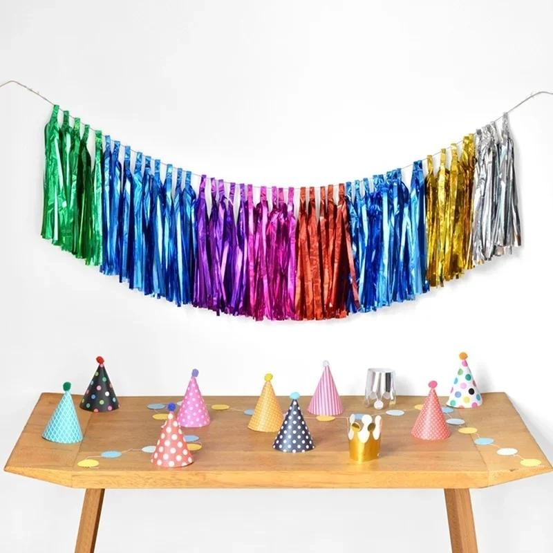 5x Tissue Tassel Garland Paper Banner Party Supplies DIY Kits Wedding Bunting Nursery Decor Baby Shower Party Decoration
