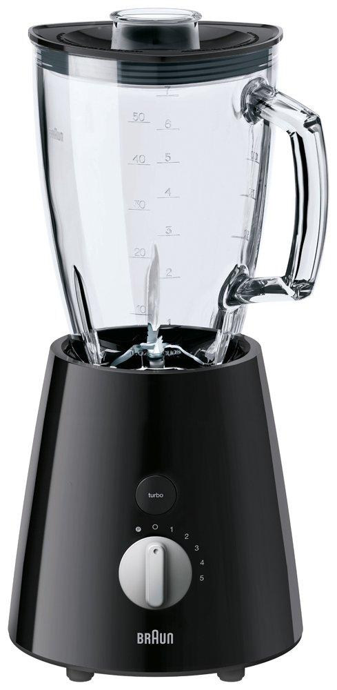 

Блендер Braun Power Blend 3, соковыжималка для смузи, может измельчать фрукты и легко работать на высокой скорости JB3060BK, черный [1,25 л льда, овощи, управление, вращение]