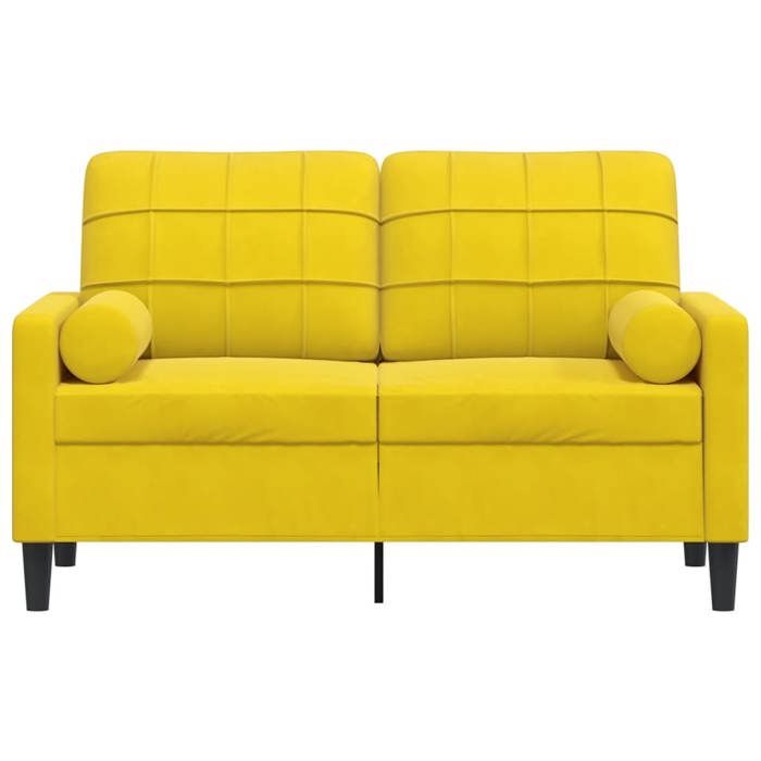 VidaXL 2-seater Sofa with Decorative Pillows Yellow 120 Cm Velvet, Sofa, Living Room Sofa, 2-seater Velvet Sofa, 3278215