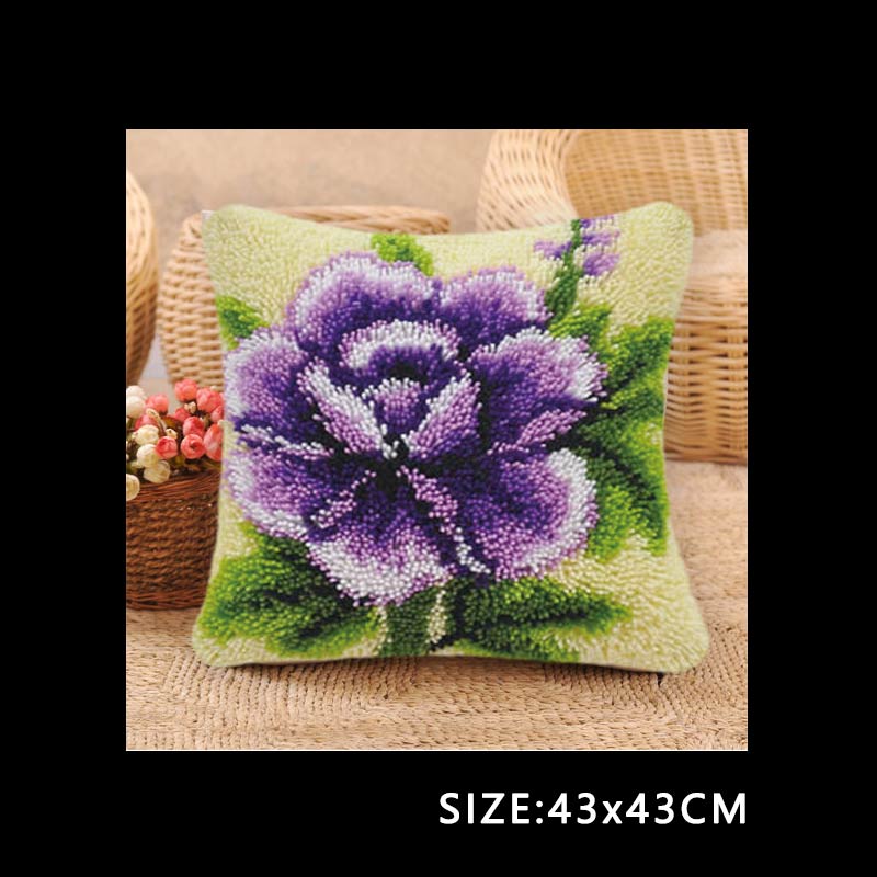 DIY Carpet Embroidery Latch Hook Kit Plant Series Segment Embroidery Pillow Flowers Grass Coarse Wool Cross Stitch 3D Latch Hook