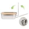 900ML Camping Bento Box Wooden Lid Lunch Box Stainless Steel Bento Box Outdoor Fishing Picnic Lunch Box Pot Chopping Board.