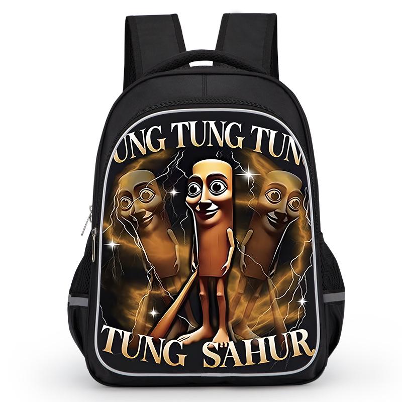 Cross-border Classic Mountains & Seas Stick Figure Kids' Backpack for Grades 1-6 - Load-Reducing Double Shoulder Bag for Boys