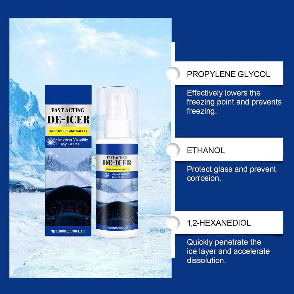 Windshield Deicer Spray Auto Ice Melting Agent Auto Snow Melting Spray For Drivers Trucks RVs SUVs Sedans Adventure Seekers Cold
