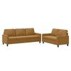2 Piece Sofa Set with Cushions Brown Velvet