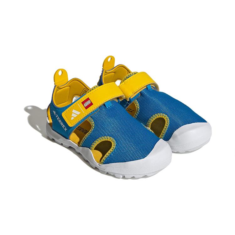 New LEGO X Adidas Captain Toey Anti Slip Wear Resistant Children's Sandals Blue Yellow Kids' IE4977