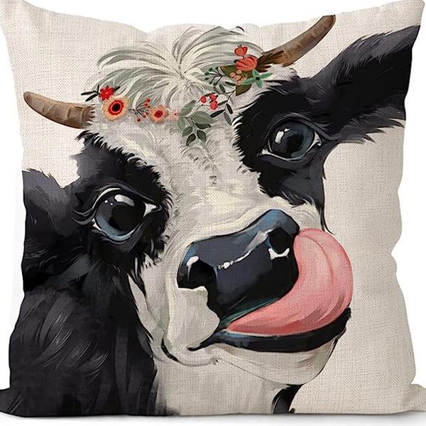 New Creative Cartoon Farmhouse Cow Animal Pillow Case Home Decoration Living Room Car Cushion