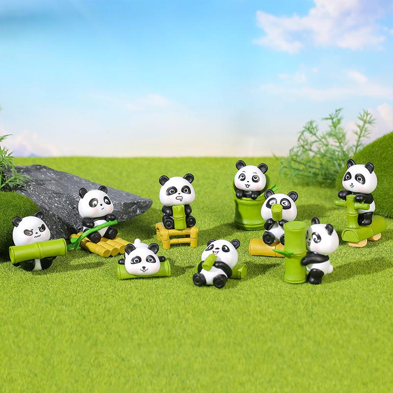 Cute Bamboo Panda PVC Figure: Car Ornament & Desktop Decoration Gift