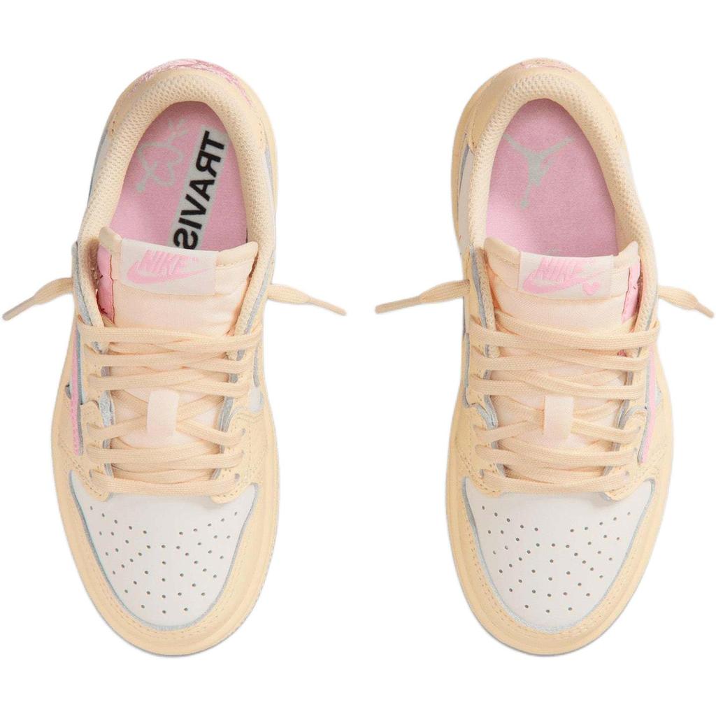 Travis Scott X Air Jordan 1 Low OG SP PS Shy Pink Kids Sneakers Muslin Sail University-Red IQ7605-100