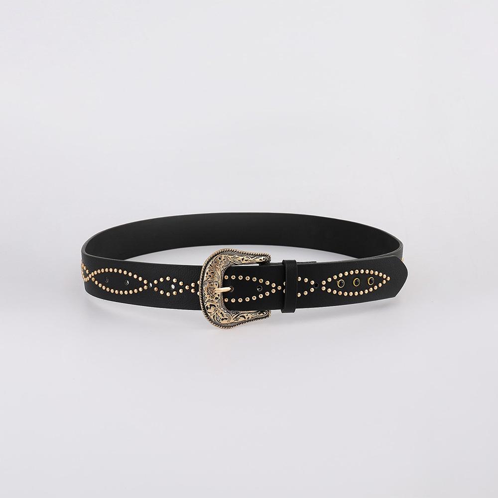 Trendy Retro Inlaid Gem Belt Female, Punk Style Personality Hottie Decorative Belt