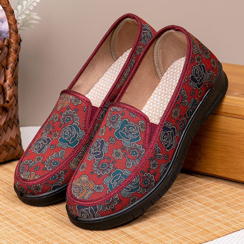 Женская Однотонная Обувь Тканевая Обувь Обувь на Плоской Подошве Нескользящая Обувь на Мягкой Подошве для Повседневной Носки 41 красный 1500₽