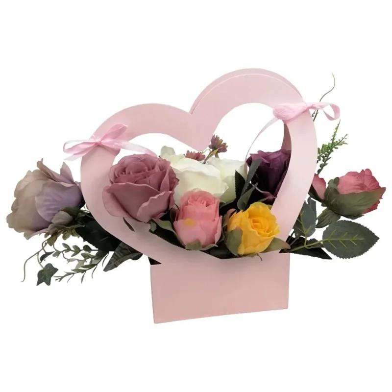 Top Quality Flower Box Love Portable For Women Creative Gift Decoration Packing Paper Box Waterproof Paper Heart-shaped Hollow