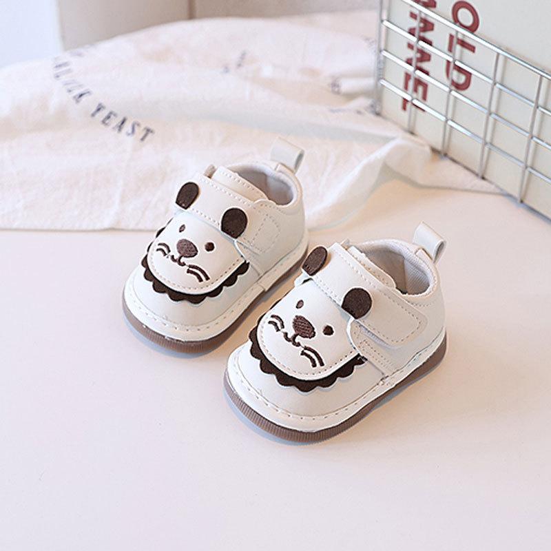 First Walker Shoes for 0-2 Year Olds Unisex Soft-Soled Infant Cartoon Squeaky Shoes Animal Print Casual Shoes