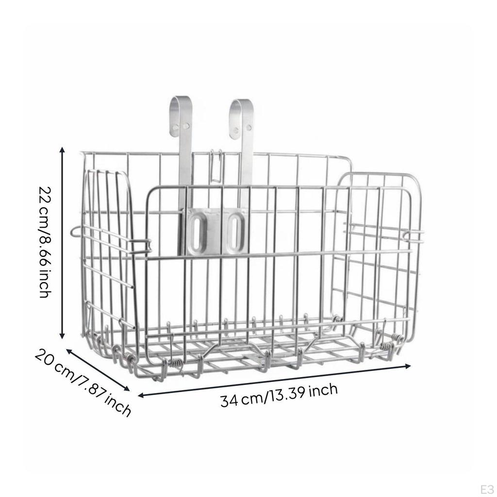 Front Bike Basket Reinforced Hook Design Black Normal