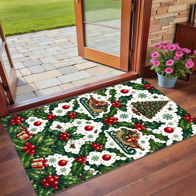 Christmas Printed Square Area Rug Soft Non Slip Floor Carpet For Bedroom Holiday Gift