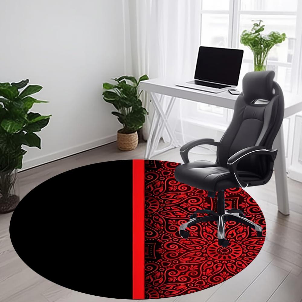 1pc Red Mandala Office Round Area Rug, Mat Suitable For Office, Under Office Chairs Bedroom Living Room Home Decor, Room Deco