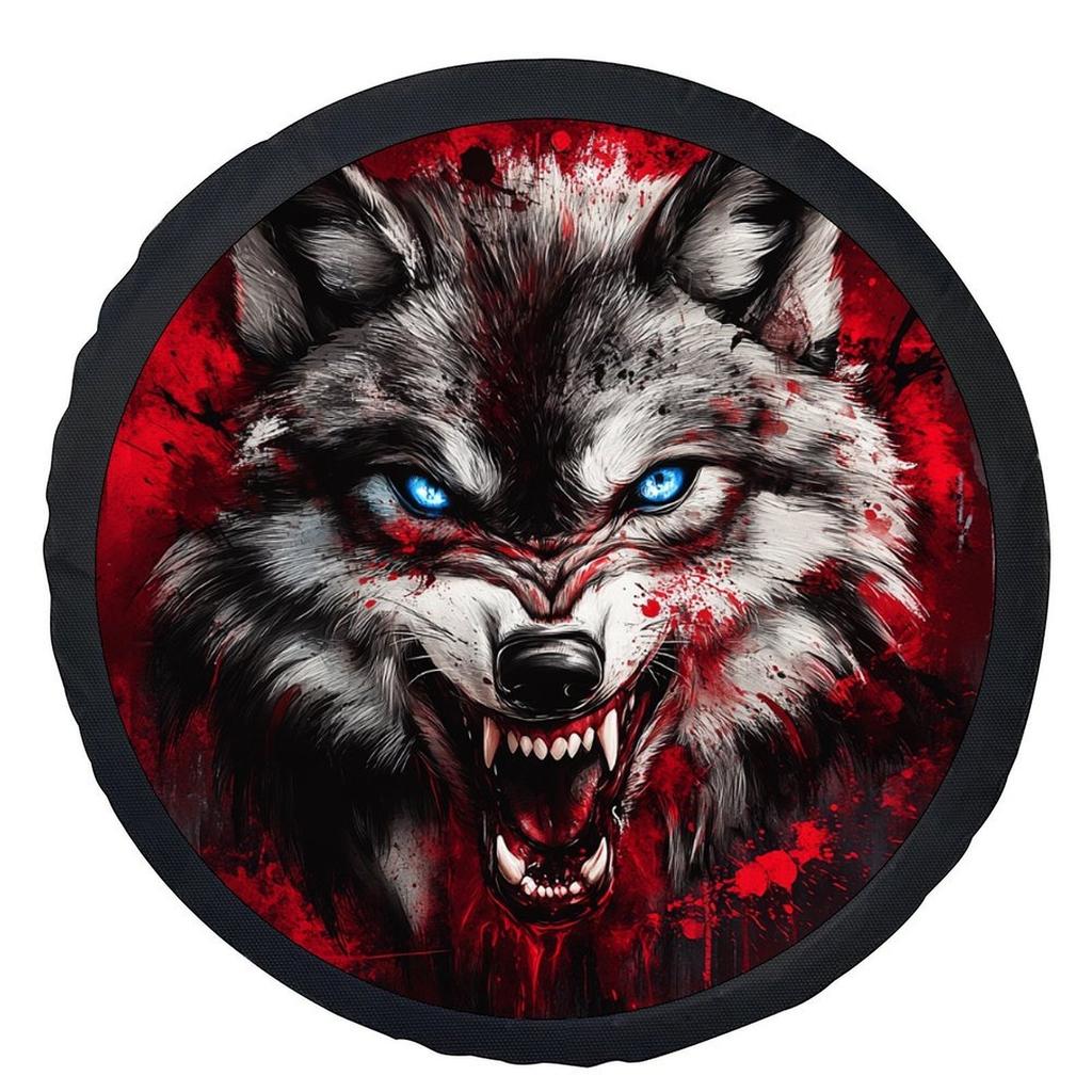 1pc Fierce Wolf Design Tire Cover, Stylish Universal Wheel Protection Cover, Fits Most Car Wheels