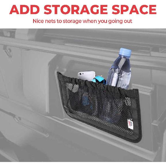 KEMIMOTO UTV Rear Backrest Storage Nets Compatible With Can Am Defender Max Replacement New OEM #715003019 Black (Sold In Pairs)