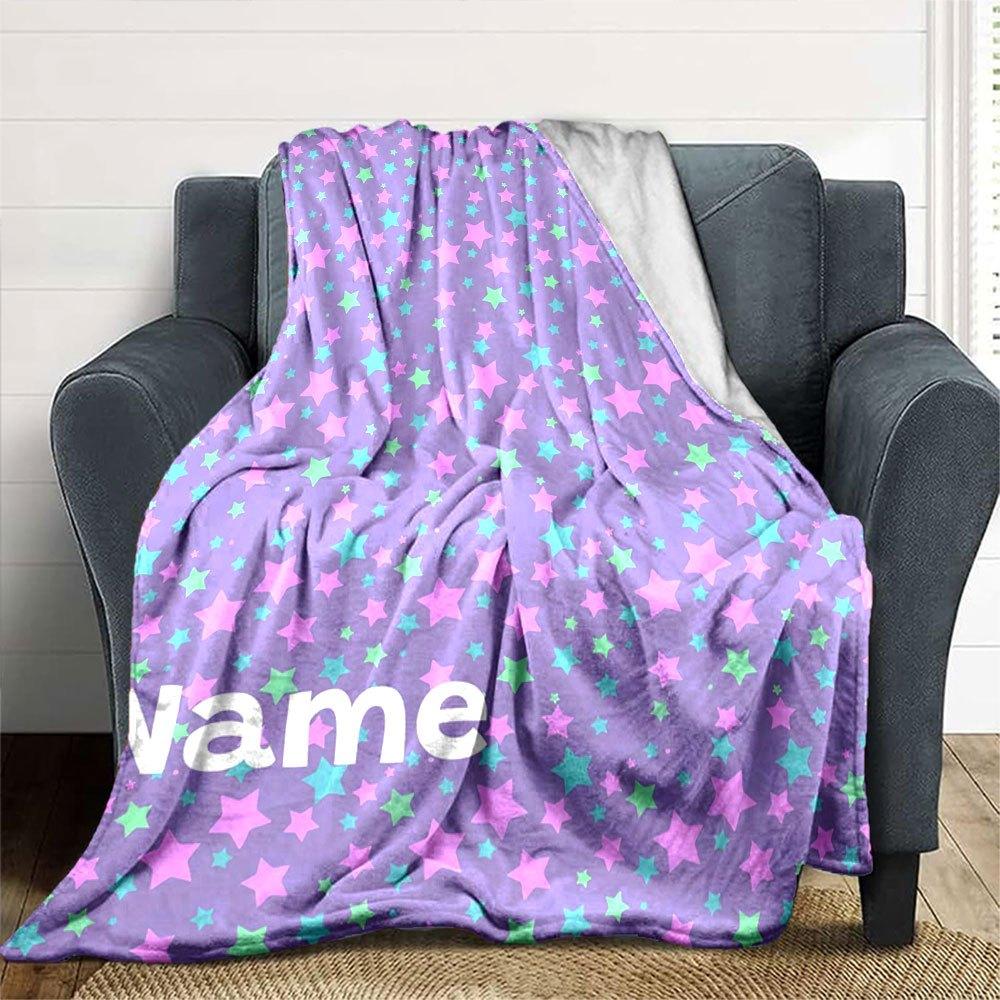 Star Pattern Home Customize Your Name Blankets Soft And Cozy For All Seasons Perfect For Picnics Sofa Office Bed And Living Room Ideal Gift For
