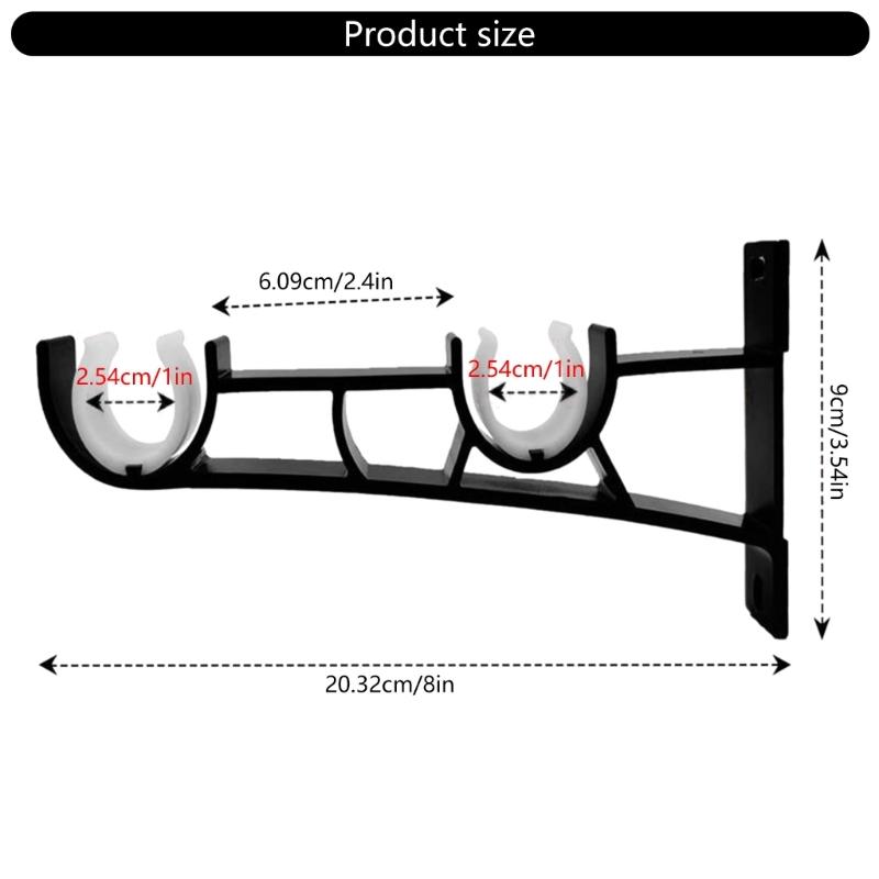 Metal Double Curtain Rails Support Brackets Easy Installation Drapery Rods Poles Holders Hook Fit Rods 25mm Set of 6