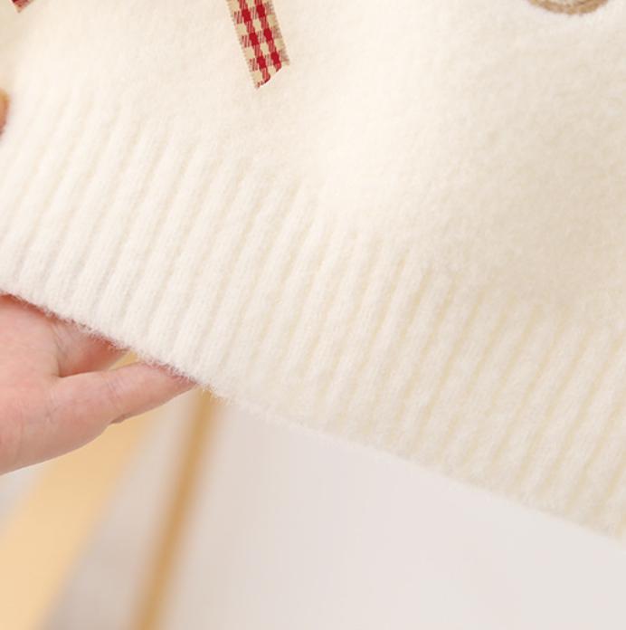 Autumn Winter Girls  Knitted Sweater Pullover Round Neck Knitwear Children's Western Cartoon Long Sleeve Sweaters