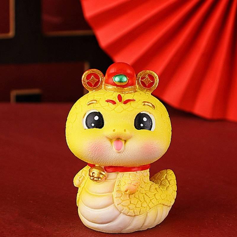 Year The Of Snake Mascot Toy Resin Cake Decoration Doll Room Gifts Decorate