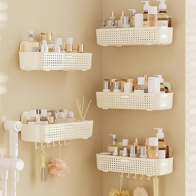 Space Saving Waterproof Wall Shelf for Bathroom Kitchen Easy Installation Multiple Layer Cosmetic Organizers