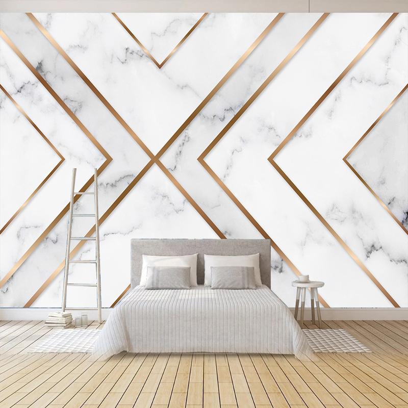 Fototapete Moderne europäische weiße Marmorlinie Wandgemälde Wohnzimmer Schlafzimmer Arbeitszimmer Sofa TV Home Decor Wandaufkleber Papel Tapiz 3D