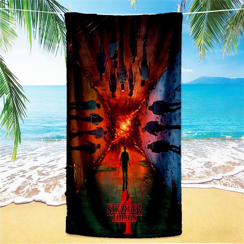Stranger Things Upside Down Beach Towel,quick Drying Absorbent Beach Toweloutdoor Sports Swimming Beach Towelsoft And Comfortable